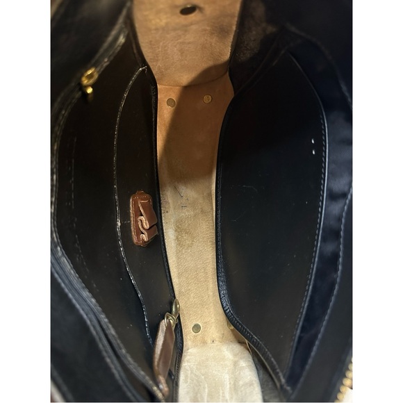 Brahmin VINTAGE Black Leather And Walnut Croc Embossed Crossbody Purse - Picture 8 of 8